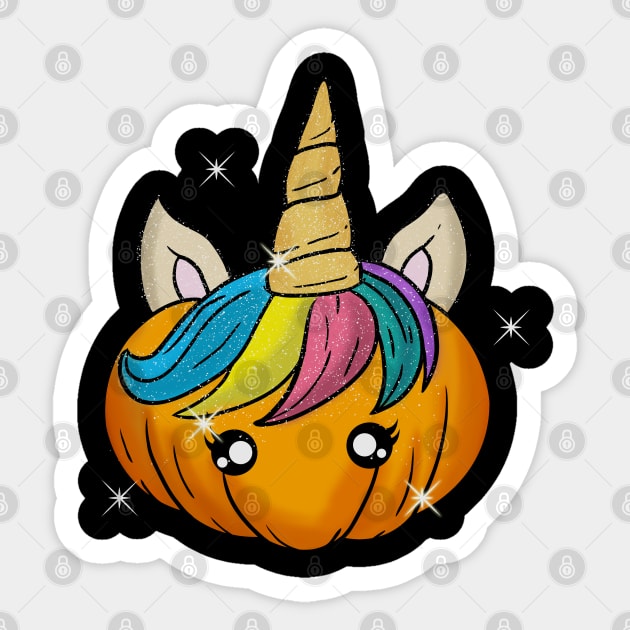 Halloween Unicorn Pumpkin Cute Sticker by E